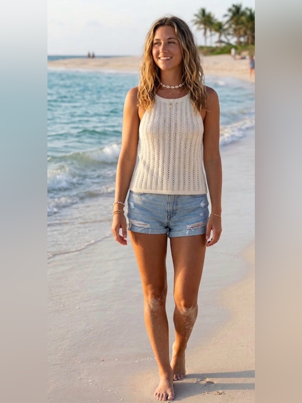 NWT- CREAM KNITTED TANK TOP